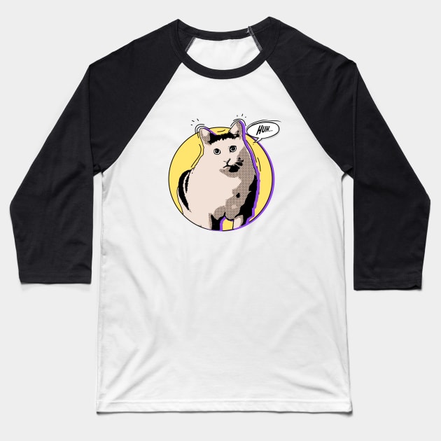 huh cat comic style Baseball T-Shirt by jerrysanji